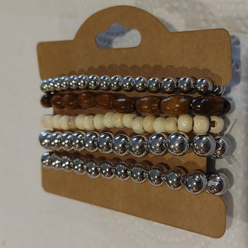Colorful Beaded Bracelet Set Of 5 - Picture 3 of 4